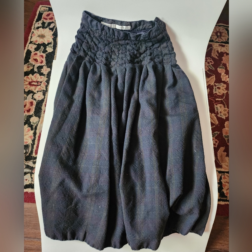 Vintage Wool Pleated Plaid Skirt